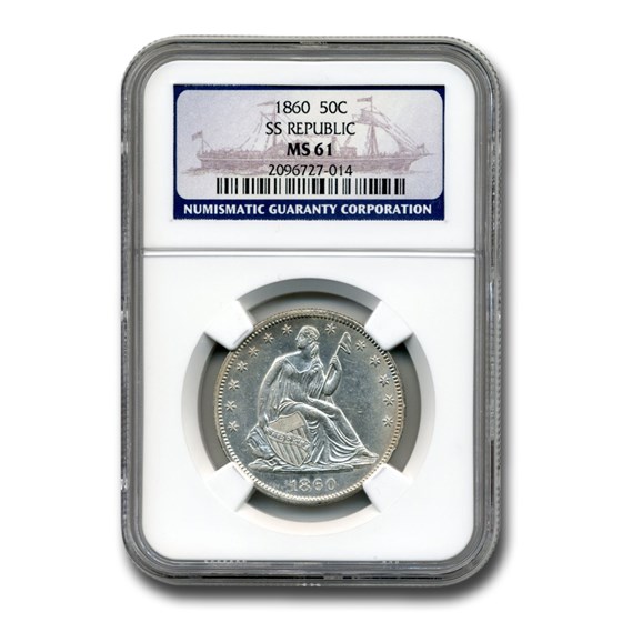 1860 Liberty Seated Half Dollar MS-61 NGC (SS Republic) 1860 Liberty Seated Half Dollar MS-61 NGC (SS Republic)